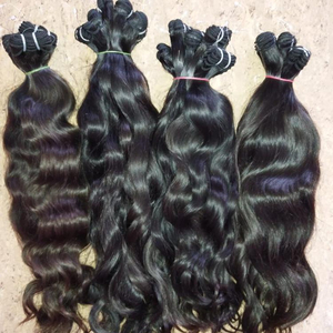 100% extensiones de cabello humano Premium de cabello Remy indio virgen a granel estirado único Material - Product Image 1