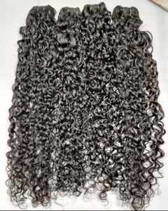 Paquetes de trama rizada apretada de templo de la India con cierre 4x4 cabello al vapor rizado Natural pelucas alineadas con cutículas y coletas cabello completo - Product Image 5