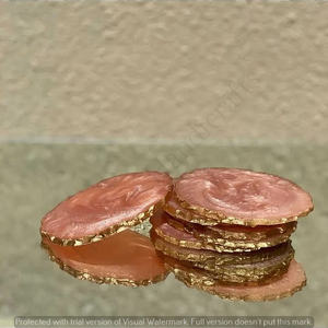 Hot Sale Unique Design Marble Look 2024 Handcrafted Resin with <b>Gold</b> Plating on Border <b>coaster</b> for Coffee & Tea Drink - Product Image 3