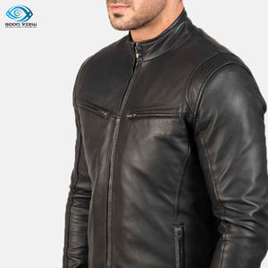 Veste en cuir véritable pour hommes, blouson à la mode, avec fermeture éclair, vente en gros - Product Image 6