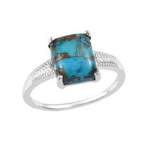 แหวนพลอยเทอร์ควอยซ์สีทองแดงสีน้ำเงินดีไซน์พิเศษ925เครื่องประดับเงินแท้แหวนเวอร์เมอร์ - Product Image 1