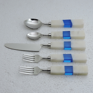 Ensemble de couverts de cuisine au design moderne en bois résine et acier inoxydable pour mariage ensembles de vaisselle ensemble de couverts cuillère - Product Image 6