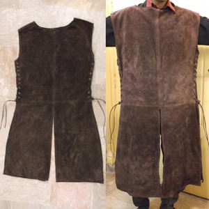 Gilet en cuir médiéval Aragorn, taille plus, longueur longue, pour l'hiver - Product Image 2