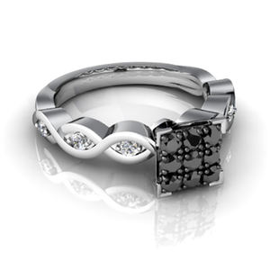 แหวนเพชร14K ประดับเพชรธรรมชาติสีดำและสีขาวขนาด3กะรัตสำหรับผู้หญิงได้รับการรับรอง - Product Image 1