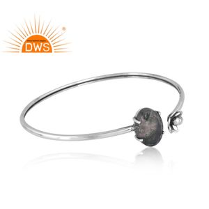 Oxydé 925 Sterling Silver Naturel Mousse Agate Gemme Manchette Bracelet Bijoux Pour Femmes Cadeau Pour Elle - Product Image 2