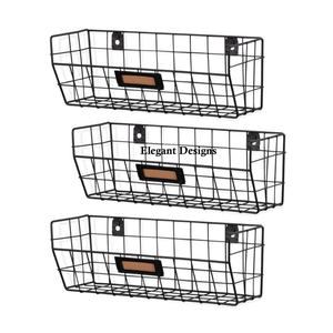 Cesta de pared de Metal negro personalizada de lujo, almacenamiento decorativo hecho a mano, opción al por mayor disponible - Product Image 3
