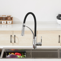 Robinet de cuisine moderne STOCCO en laiton noir mat, mitigeur monocommande avec douchette extractible, cartouche céramique, monotrou, pour hôtel