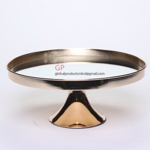 Hot Sale Jet Black Marble Top Cake Stand with Metal Leaf 2 Tier for Wedding & Party Hotels - Product Image 3