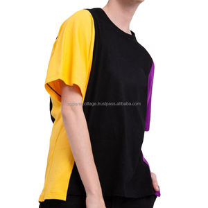 Camisetas de algodón de gran tamaño para hombre, ropa deportiva masculina de calle, con panel de tres tonos, para correr y gimnasio, venta al por mayor - Product Image 2