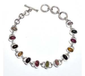 Modern Design Natural Multi Tourmaline Gemstone Handmade <b>Bracelet</b> 925 <b>Sterling</b> <b>Silver</b> Jewelry Wholesale Price - Product Image 2