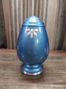 เครื่องเผาศพอลูมิเนียมสีฟ้าเปลือกไข่สลักลายดอกไม้สีขาวอุปกรณ์งานศพของอินเดีย - Product Image 5