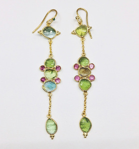 Boucles d'oreilles pendantes en argent Sterling 925, bijoux en Tourmaline multicolores, pierres précieuses bon marché, vente en gros quantité minimale de commande qmc - Product Image 2