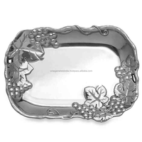 Plateau de service rond moderne en aluminium avec émail vert, plateau décoratif en fer pour usage domestique, directement du fabricant