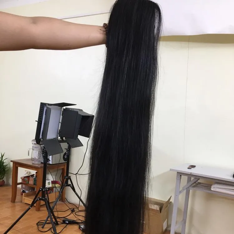 Impressionante Dei Capelli Umani Coda di Cavallo Estensioni Umani del Virgin Naturale Dei Capelli Lisci Coda di Cavallo, Doppio disegnata Vietnam capelli