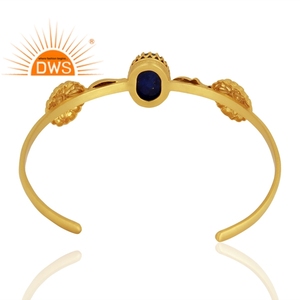 Best Selling Sterling <b>Silver</b> Natural Lapis Lazuli Gemstone Cuff <b>Bangle</b> Bracelet <b>For</b> <b>Women</b> Jewelry Manufacturer - Product Image 4