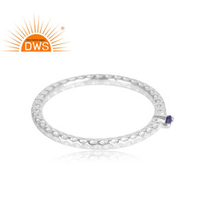 Bague en pierre précieuse tananite bleue naturelle, anneau empilable, argent Sterling 925, pour filles - Product Image 2