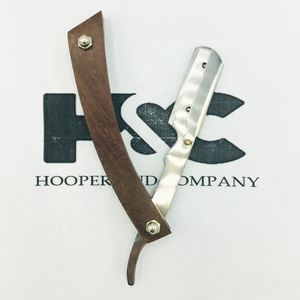 Top Trend Darks Brown Color Coating High Quality Pakka Wood Handle Barber <b>Straight</b> Shaving <b>Razor</b> With Wood Handle - Product Image 1