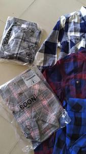 Camisas de Franela Casuales a Cuadros de Manga Larga para Adolescentes, 100% Exportación de Excedentes de Prendas de Marca, Camisas de Algodón Teñido con Botones - Product Image 4