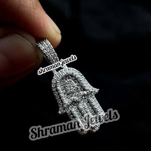 แฮมซาทำจากเพชรแข็งทอง10K จี้ทางศาสนาทำจากเพชรธรรมชาติจี้เครื่องรางป้องกันฮิปฮอปเครื่องประดับสำหรับทุกเพศของขวัญตามสั่ง - Product Image 2