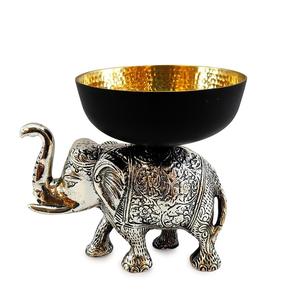METAL the <b>ELEPHANT</b> STANDING BOWL PURE SILVER PLATED <b>ELEPHANT</b> COPPER HAMMERED BOWL <b>GIFT</b> DRY FRUIT BOWL DECORATIVE SHOWPIECE - Product Image 2