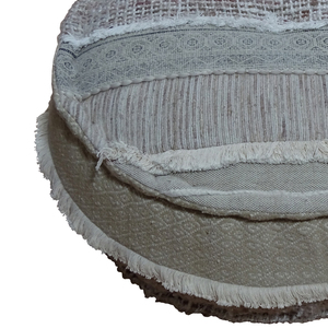 Pouf ottoman rond décoratif unique et personnalisé en patchwork, pouf en coton patchwork, pouf rond personnalisé, décoration intérieure - Product Image 3