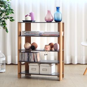 Étagère de rangement en bois moderne à 4 niveaux avec panneaux réglables pour la maison, le bureau et le salon - Product Image 1