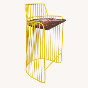 Chaise de bar industrielle en métal, tabouret haut avec assise en bois et base en métal, mobilier pour restaurant, hôtel, bar - Product Image 4