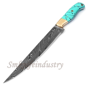 New Style Custom Hand Forged Damascus Fillet knife With leather Sheath cover (smk1593) - Product Image 4