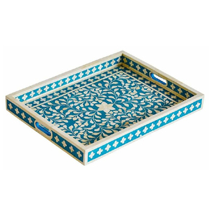 Customized Top Quality Handcrafted Natural Wood Bone Inlay Round Floral Serving <b>Tray</b> for Home Restaurants Hotel From India - Product Image 3