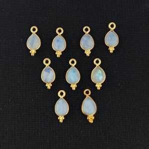 Collar con colgante en forma de lágrima de piedra lunar de arcoíris, collar de piedra lunar, collar de piedras preciosas - Product Image 2