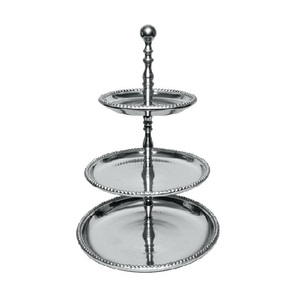 ที่วางคัพเค้กของหวานอลูมิเนียมแบบ3ชั้นสีเงินเงางาม - Product Image 1