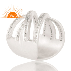 Solid Sterling Silver Handmade White Topaz Gemstone Full Fill <b>Statement</b> <b>Ring</b> For Women Gift For Her Dainty Collection - Product Image 2