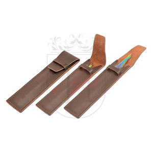 Pince à épiler à un Volume pour extensions de cils, avec pochette en cuir marron, pince à épiler, avec emballage en cuir, marque privée - Product Image 1