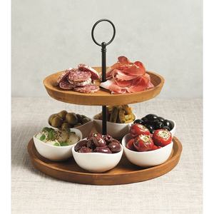 Support à gâteau rectangulaire à deux niveaux en aluminium naturel fait main, plateau ou support de service et de rangement pour aliments - Product Image 5