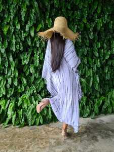 Taille libre 100% coton Tie Dye Kaftan Floor-Length Boho Beach Manches longues Casual Summer Wear for Plus-Size Women Indian - Product Image 2