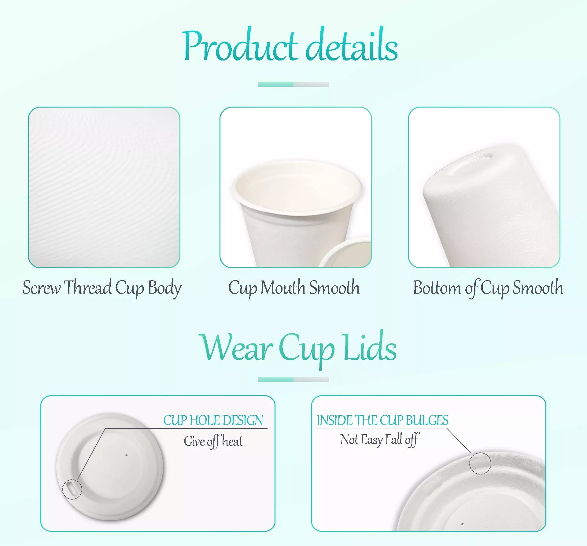 Boba Bagasse Pulp For Paper Disposable Plastic Cup Lid
