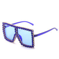 Trois HIPPOS 2021 nouvelles lunettes de soleil en diamant à la mode strass carrés monture lunettes de soleil belle couleur lunettes de soleil Uv400