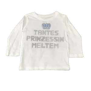 Groothandel Custom Kleding Hoge Kwaliteit Moderne Luxe Broer Meisje Pasgeboren Kleding Nieuw Ontwerp Blauw Lange Mouw Kids T-Shirt