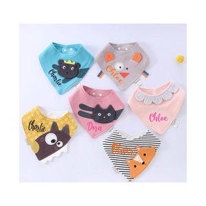 Baberos de pañuelo de algodón orgánico personalizados Nuevo diseño para niños y niñas Disponible en colores y tamaños personalizados a granel Servicio OEM - Product Image 1