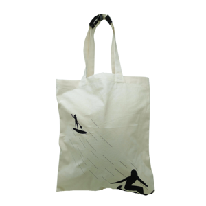 Sac de plage mini en jute écoresponsable et recyclable, personnalisé, blanc et bleu ciel rayé, en toile sérigraphiée, sac de courses en soie personnalisé - Product Image 4