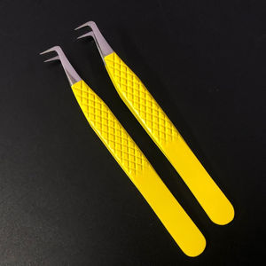Volumen ruso 90 grados agarre de diamante amarillo pinzas de extensión de pestañas Acero inoxidable japonés con punta puntiaguda - Product Image 1