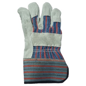 Guantes de trabajo de cuero dividido de piel de vaca con manguito de goma Revestimiento de látex de tamaño XL para guantes de trabajo de seguridad de construcción industrial - Product Image 2