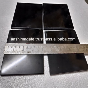 Dessous de verre de tranche d'agate noire fait à la main pierres précieuses en cristal naturel roches Feng Shui Chakra Style améthyste artisanat pierre semi-précieuse - Product Image 2