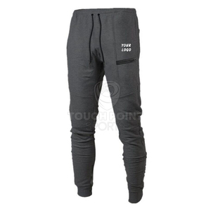 Pantalon de sport coupe étroite pour homme Pantalon de survêtement avec logo personnalisé en coton avec poche zippée Pantalon de survêtement taille haute imprimé de grande taille Style décontracté Gris - Product Image 5