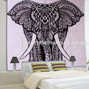 Voi <span class=keywords><strong>psychedelic</strong></span> <span class=keywords><strong>Mandala</strong></span> tấm thảm màu đen trắng Ấn Độ bông tường treo Boho Hippie Thảm trang trí cho trang trí nội thất trang trí - Product Image 3