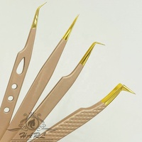 Pince à épiler professionnelle pour extensions de cils, couleur nude, avec logo personnalisé, vente en gros, kit de haute qualité, marque privée