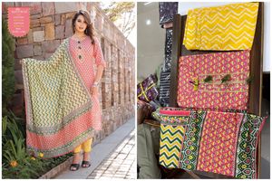 Readymade-tela lisa de algodón para mujer, tejido de encaje de 4 lados con Pent y Dupatta, de Royal Export - Product Image 2