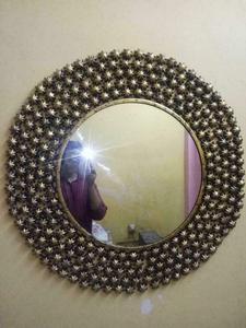 โกลเด้นตกแต่งบ้านขนาดใหญ่ความงามรอบรูปร่างแขวนโลหะกรอบตกแต่งผนังกระจก - Product Image 3