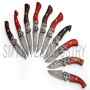 Lote de mezcla de 10 personalizado hecho a mano Damasco plegable cuchillo de bolsillo con funda de cuero (smk1245) - Product Image 2