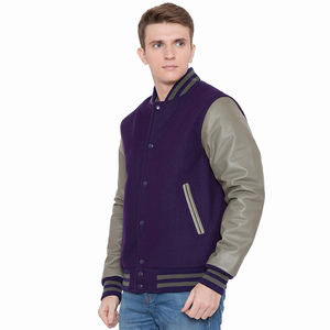 Chaqueta Varsity de lona al por mayor con cuello levantado para la temporada de primavera - Product Image 3